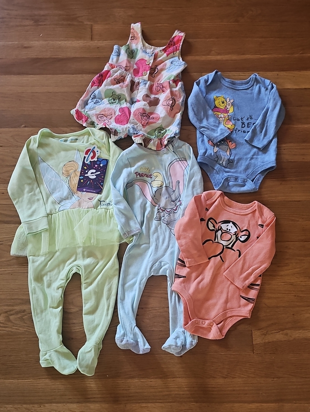 Disney Baby One-Piece Outfit Bundle of Qty 5 Pieces Size 6-9 Months